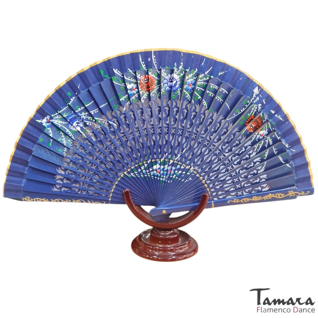 Abanico español pintado (23 cm) - Diseño 9 Azul