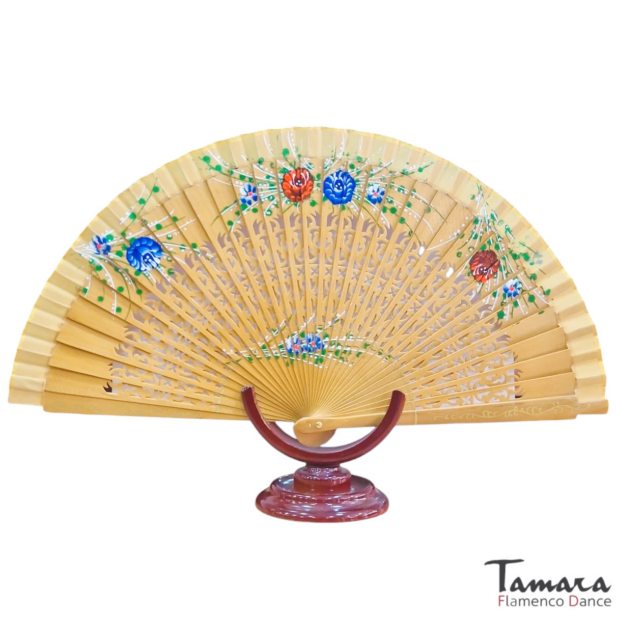 Abanico español pintado (23 cm) - Diseño 9 Natural