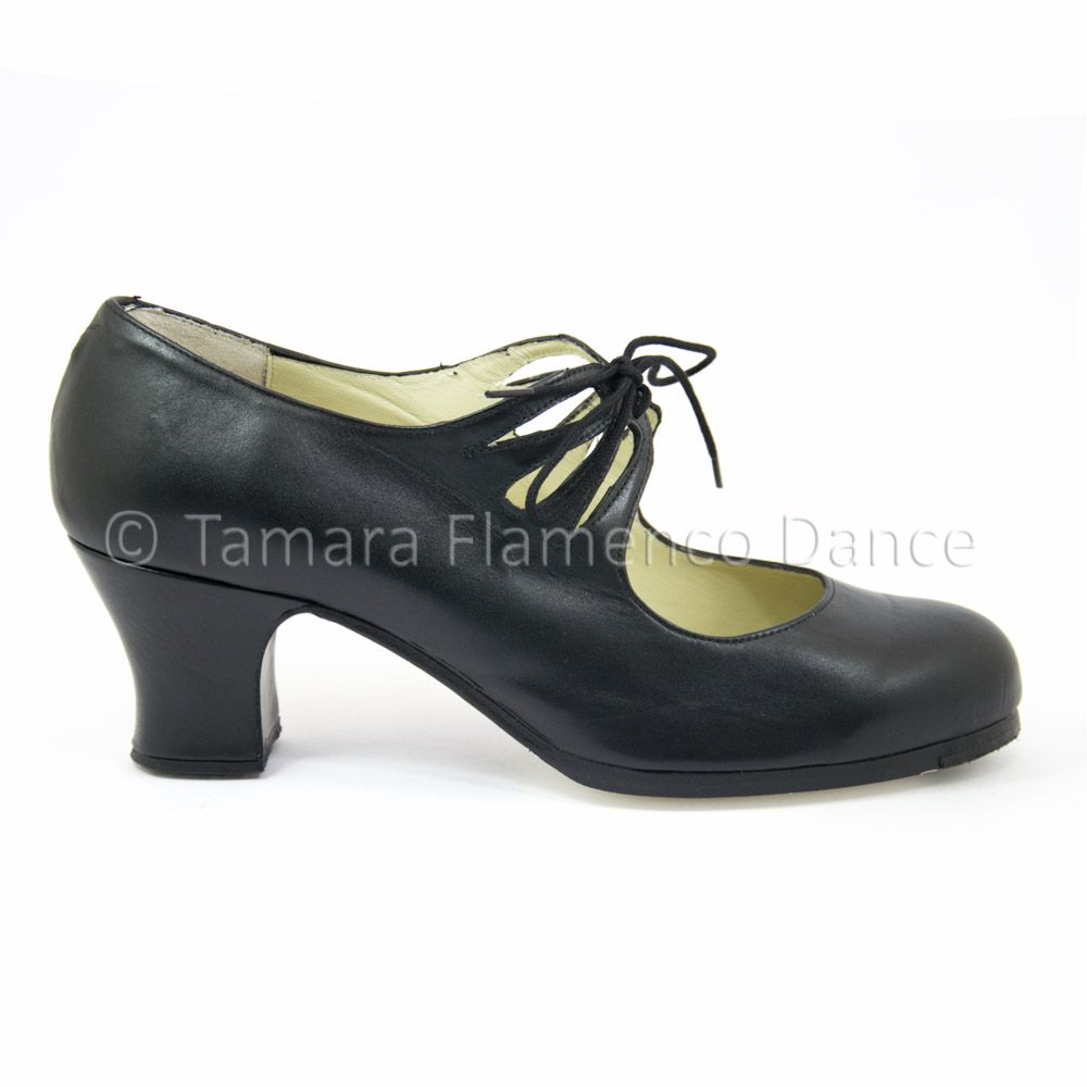 Zapatos de flamenco Cordonera Calado Negro Carrete 6cm