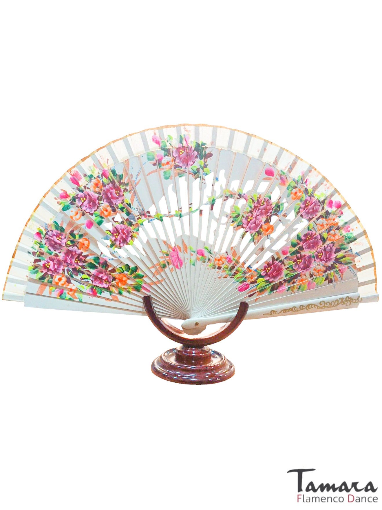 Abanico español pintado (23 cm) - Diseño 2 Blanco roto