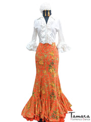 Falda flamenca - Naranja flores 34 Naranja