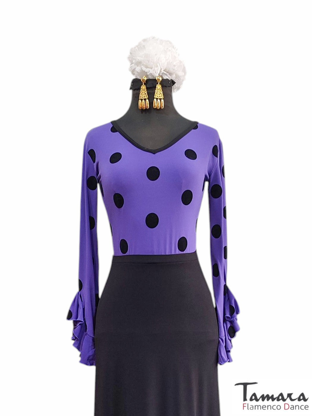 Camiseta Tanguera - Lunares terciopelo Punto elástico