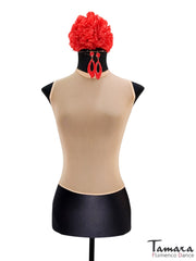 Body lycra negro y tul elastico color nude S