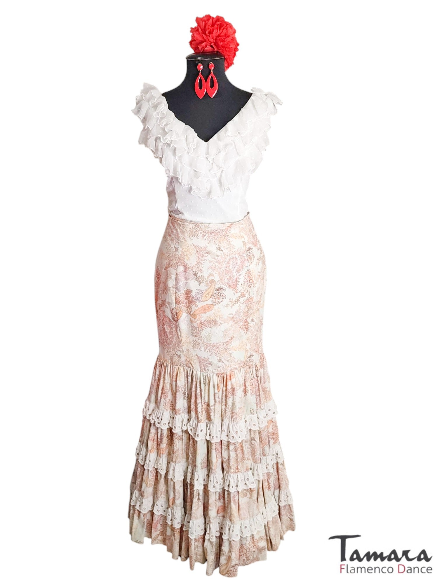 Falda andaluza flamenca Albahaca 38