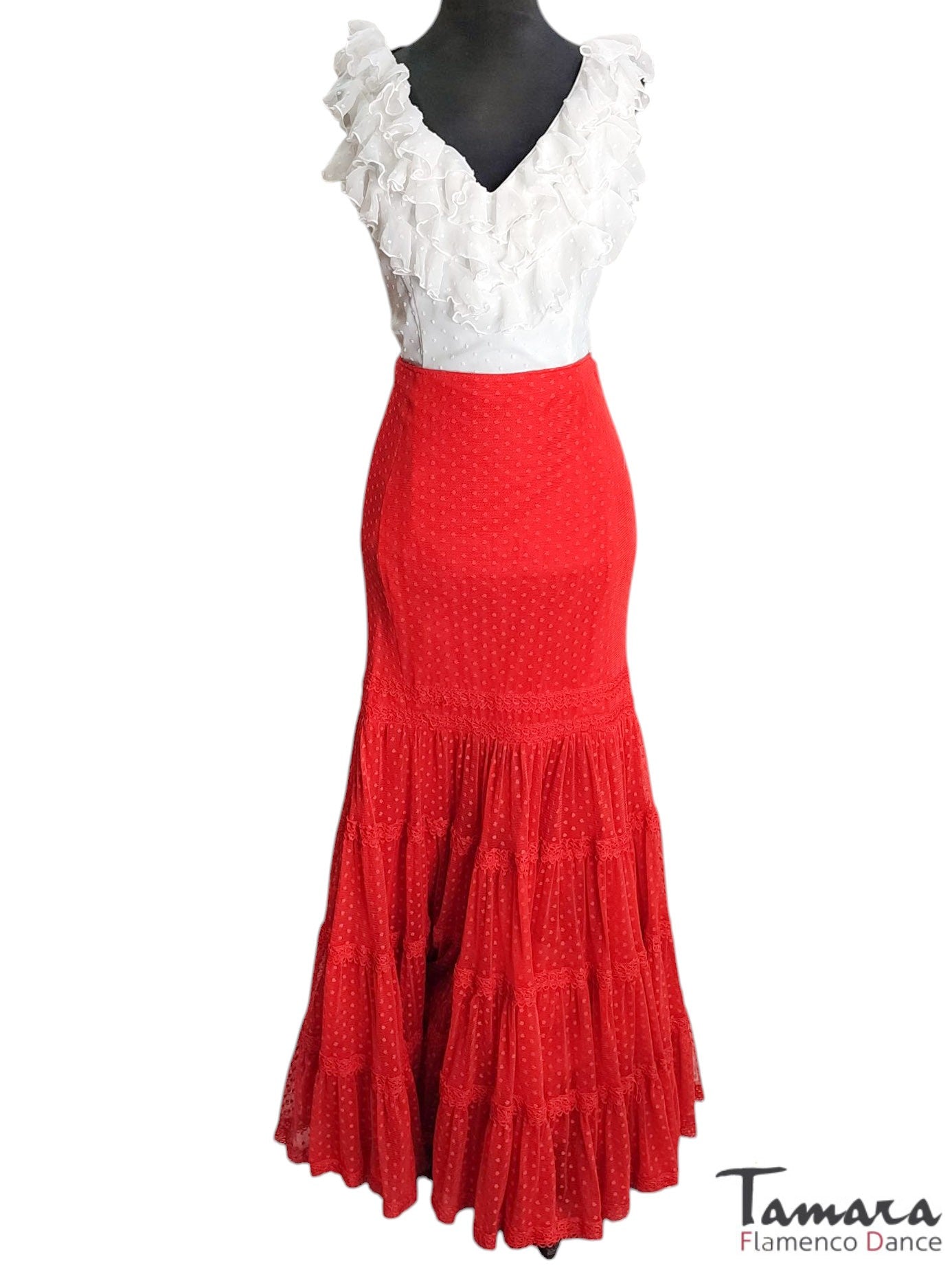 Falda flamenca Romero plumeti rojo 46