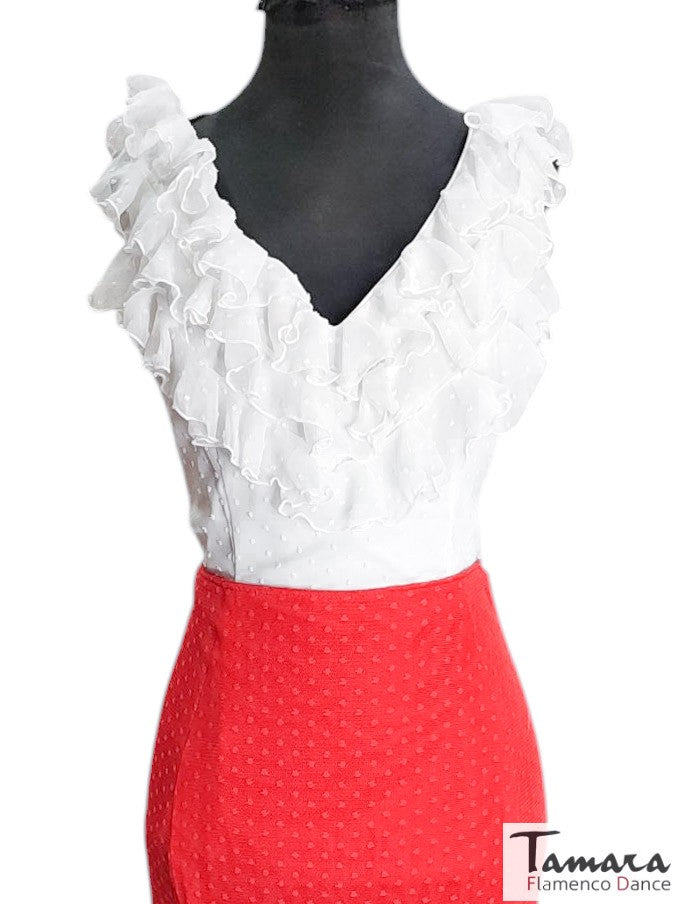 Blusa camisa flamenca Solera Plumeti blanco Talla 44