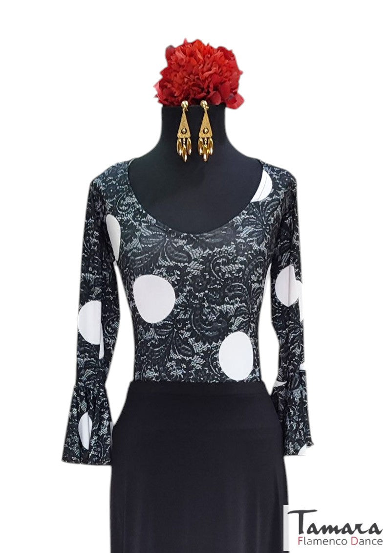 Camiseta Rania - Punto elástico S Estampado lunar blanco