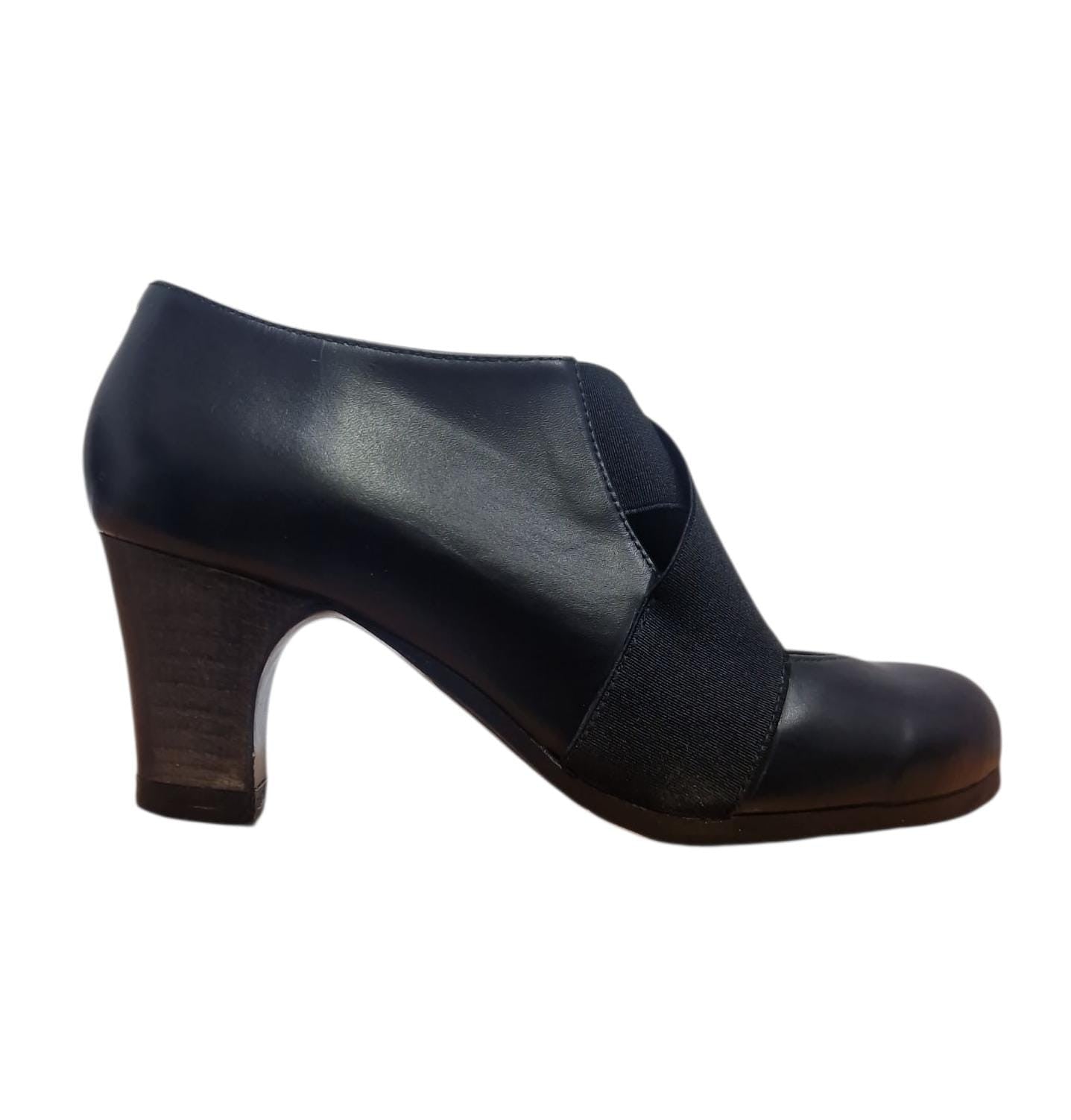 Zapatos de flamenco Cruz Negro Clásico 6 cm Madera Oscura 37.5