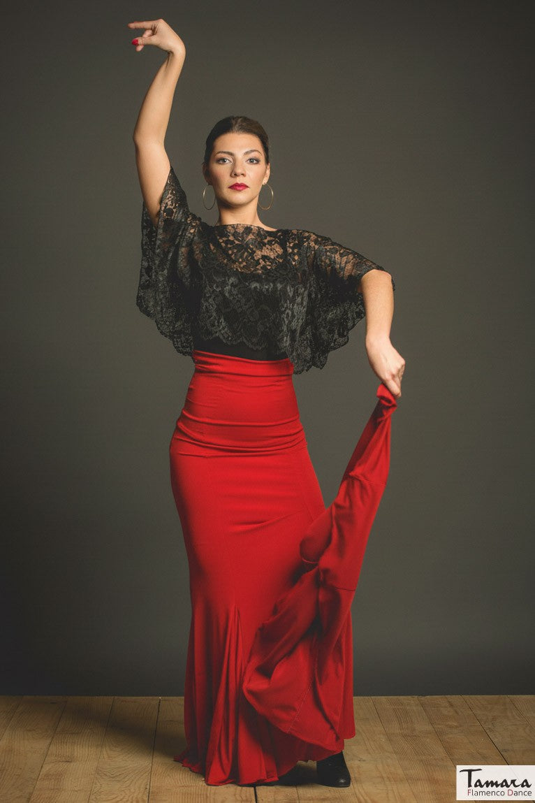 Falda flamenco Oliva - Punto elástico Rojo