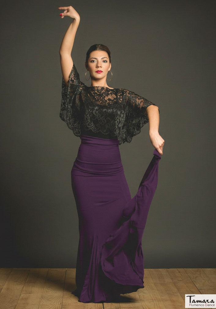 Falda flamenco Oliva - Punto elástico Cardenal oscuro