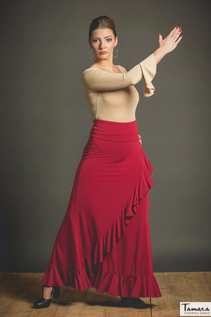 Falda flamenco Valeria - Punto elástico rojo escarlata