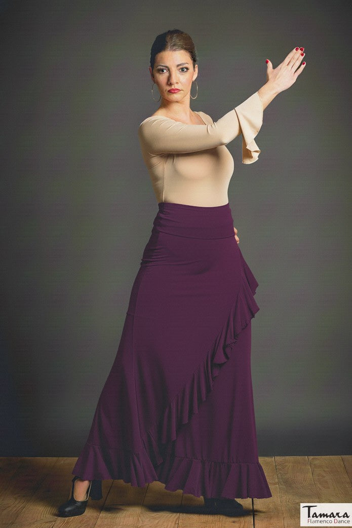 Falda flamenco Valeria - Punto elástico Cardenal oscuro