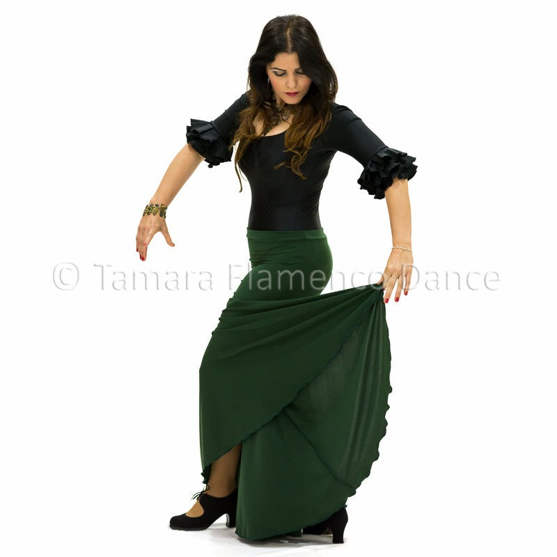 Falda flamenco Granada - Viscosa Verde Botella