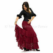 Falda flamenco Lola - Encaje S Burdeos