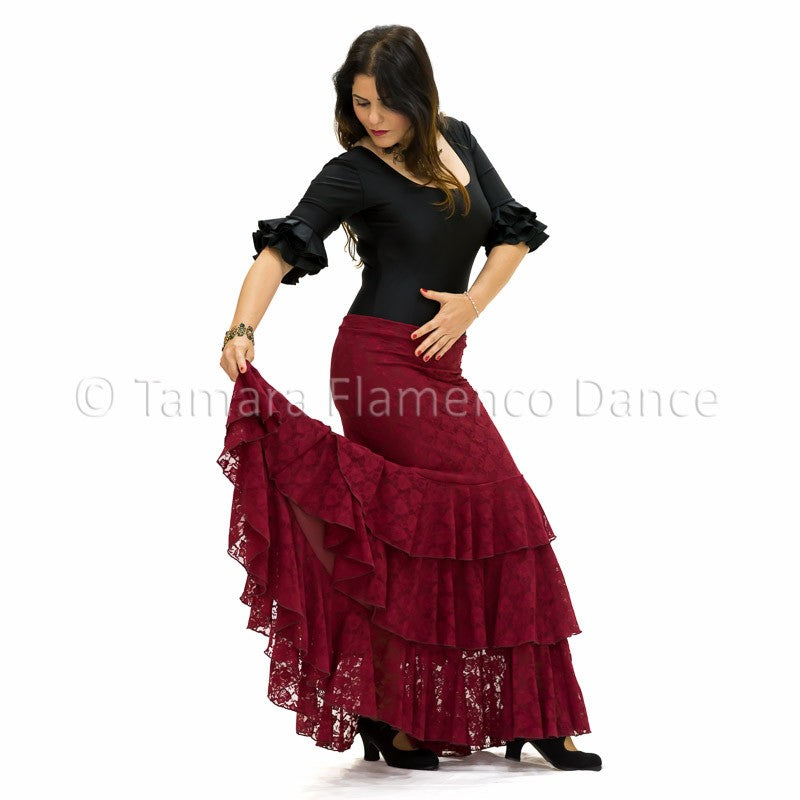 Falda flamenco Lola - Encaje S Burdeos
