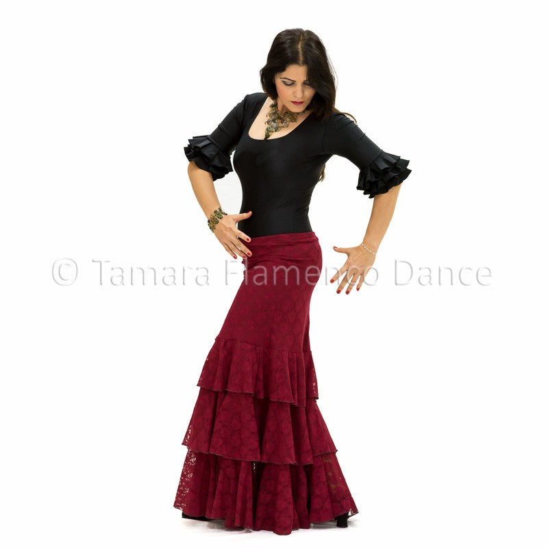 Falda flamenco Lola - Encaje Burdeos