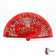 Abanico español pintado (23 cm) - Claveles Rojo