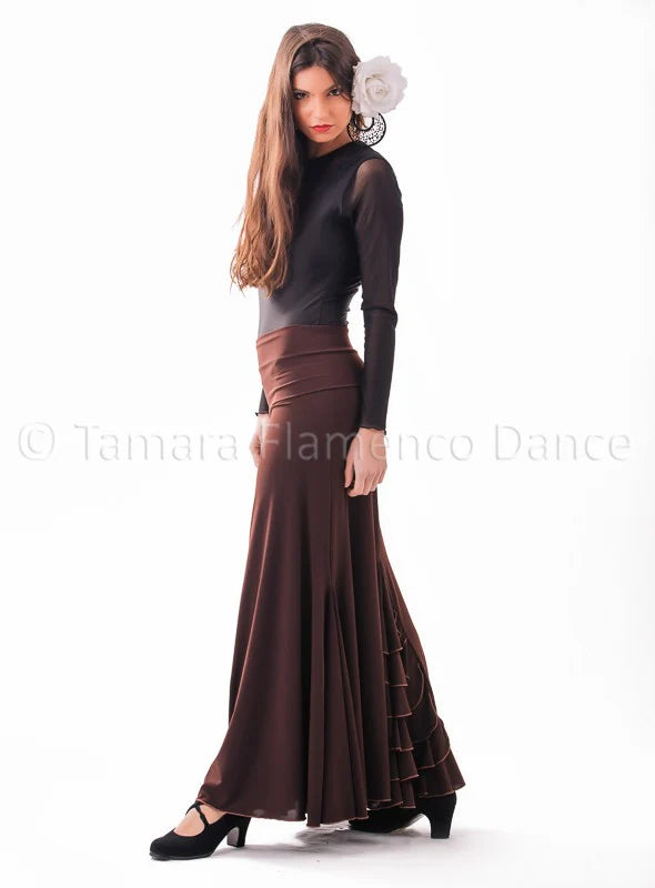 Falda flamenco Almería niña - Punto elástico Marron