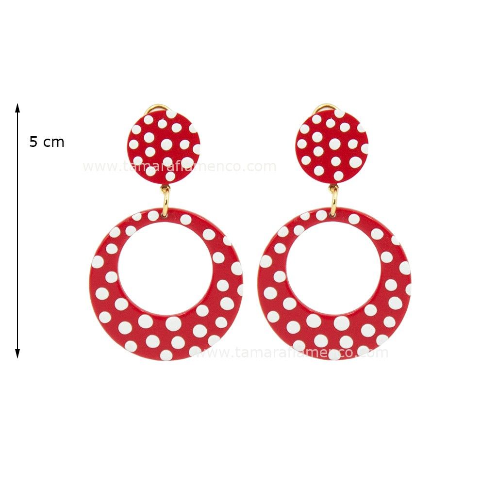 Pendientes flamencos - Lunares Blancos 5 cm
