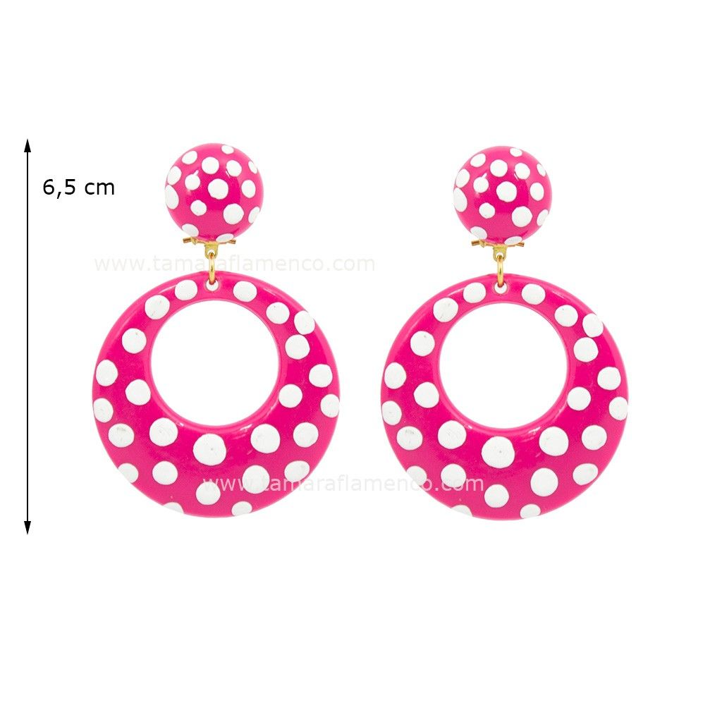 Pendientes flamencos - Lunares Blancos 6.5 cm