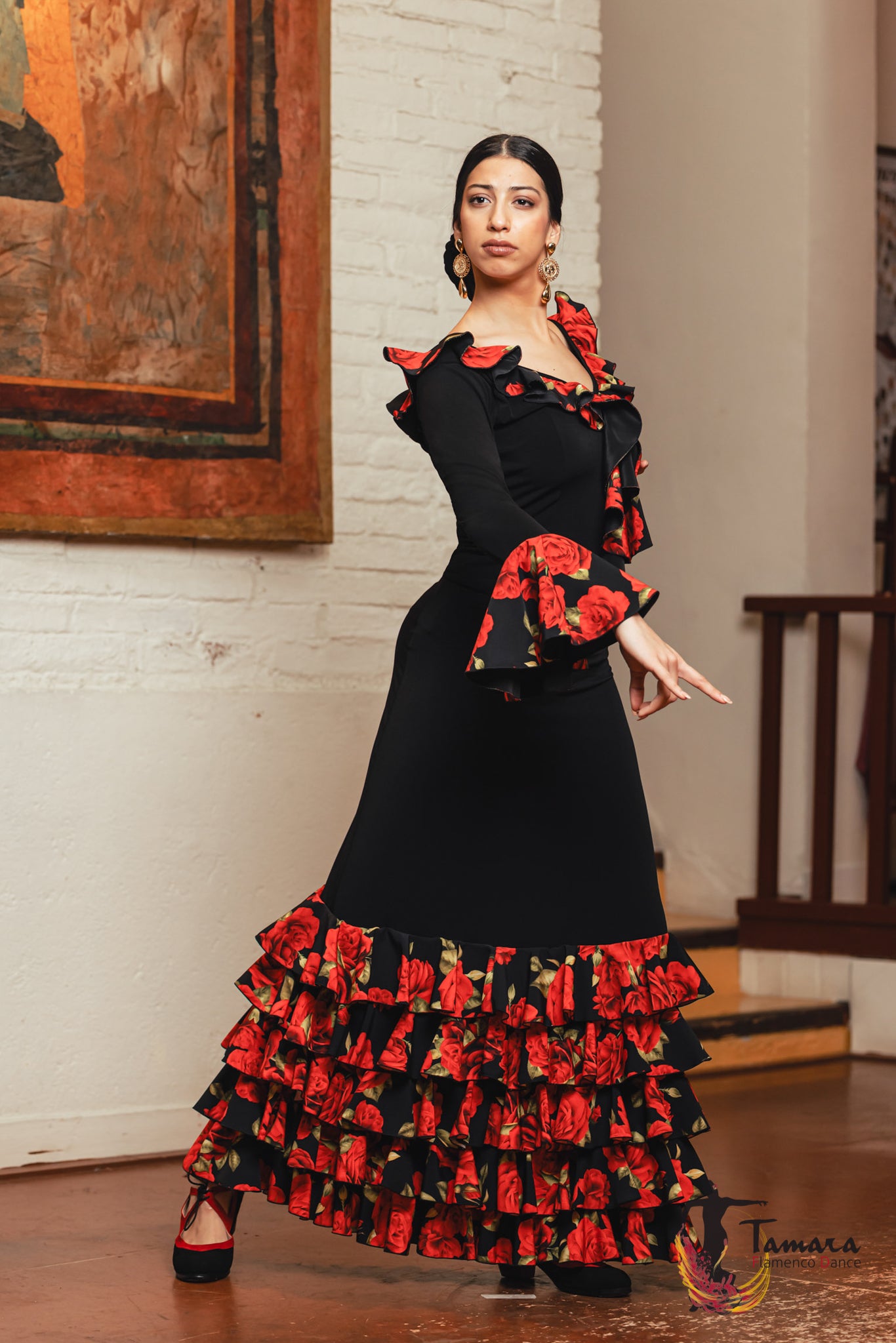 Falda flamenco Zagala - Punto elástico y crep XXL Rojo