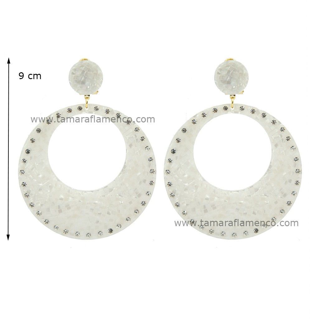 Pendientes 17 - Nacar con piedras Nacar Clasico