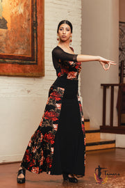 Falda flamenco Azabache - Punto elástico Estampado