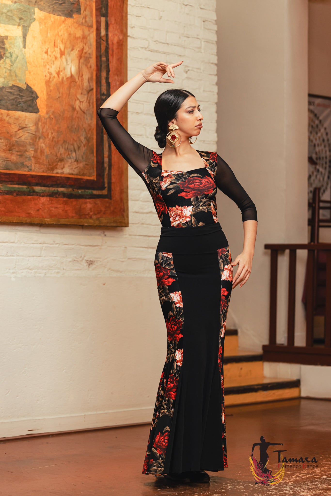 Falda flamenco Azabache - Punto elástico Estampado