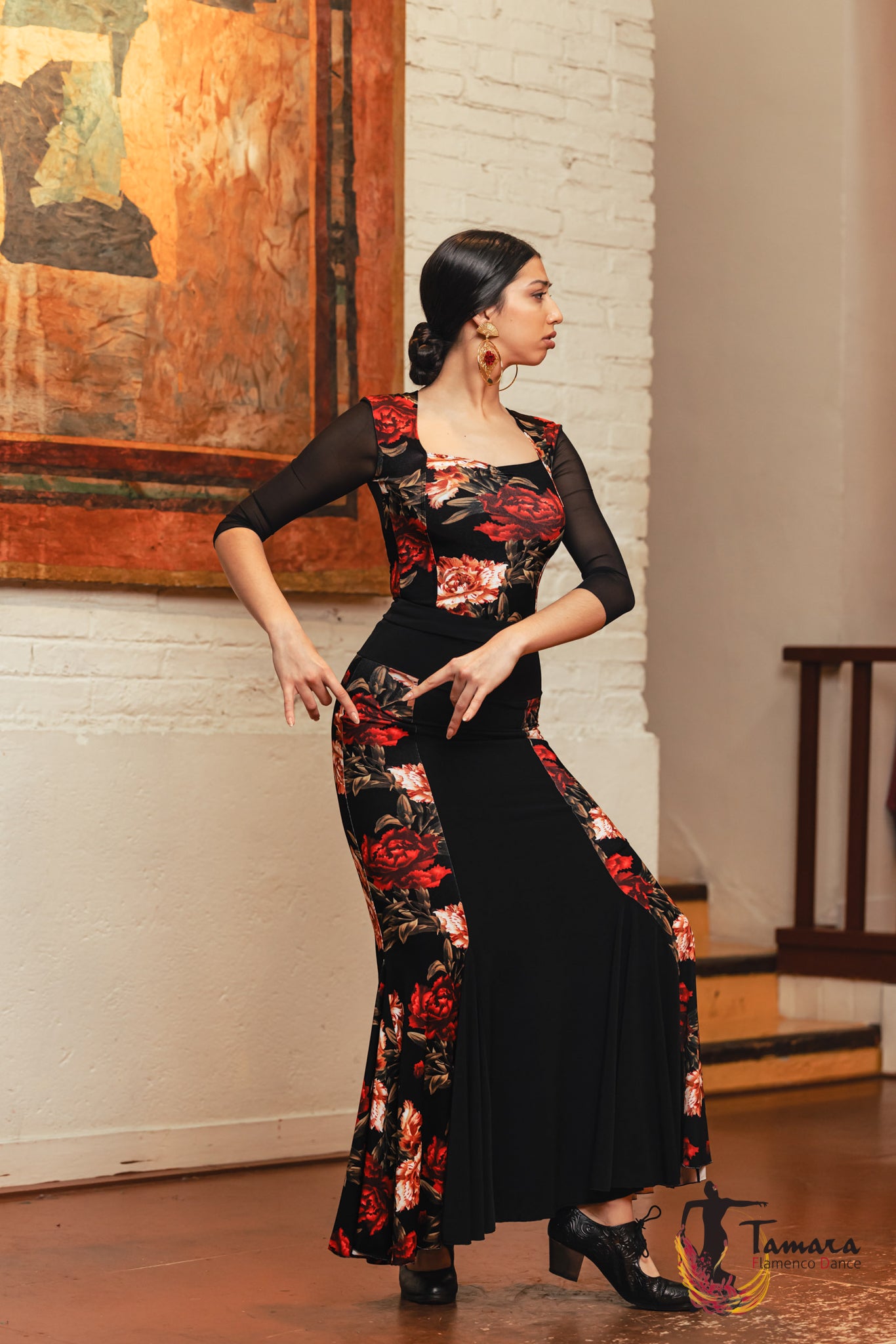Falda flamenco Azabache - Punto elástico Estampado