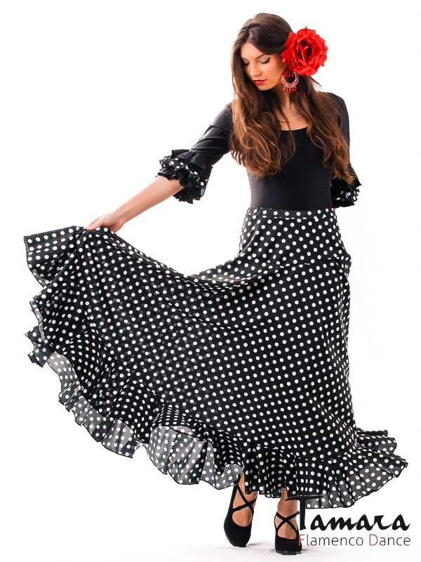 Falda flamenco Sevillana Lunares - Punto Negro lunar blanco