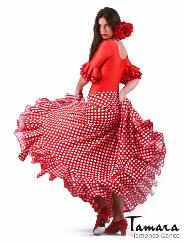 Falda flamenco Sevillana Lunares - Punto Rojo lunar blanco