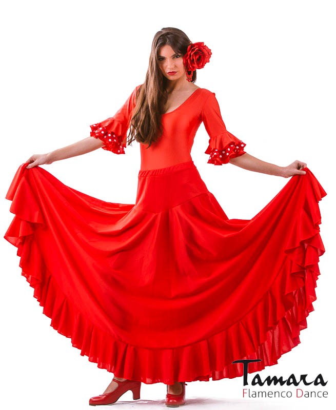 Jupe Flamenco Danse Andalouse Fenteer Rouge - Costume Gitane Adulte
