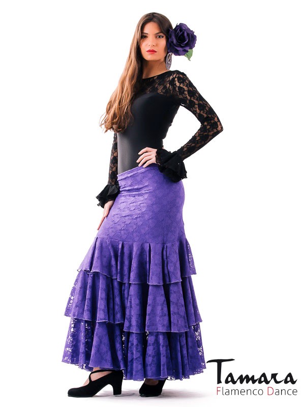Falda flamenco Lola - Encaje Morado