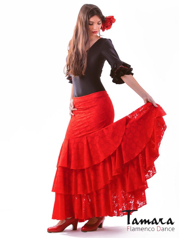 Falda flamenco Lola - Encaje Rojo