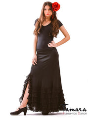 Falda flamenco Aires - Viscosa y encaje Negro