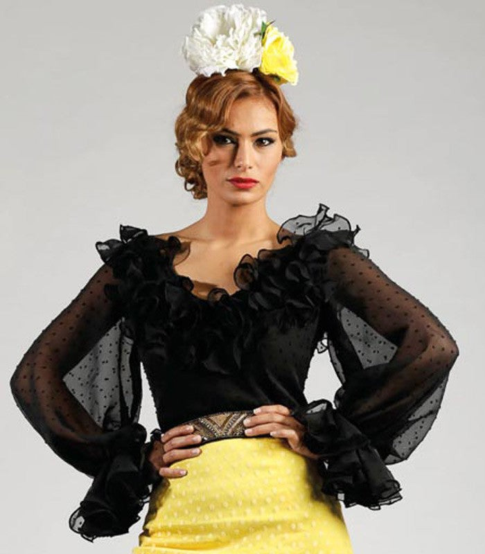 Camisa Blusa flamenca Diana 38 Negro