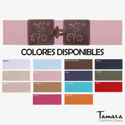 Cinturon piel con elastico Flores Beige