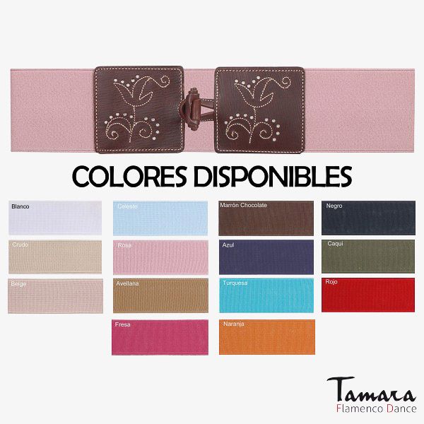 Cinturon piel con elastico Flores Beige