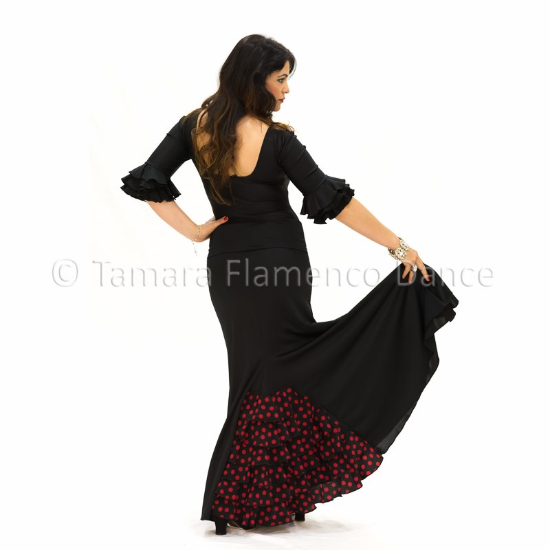 Almería con lunares - Viscosa Negro lunares rojos