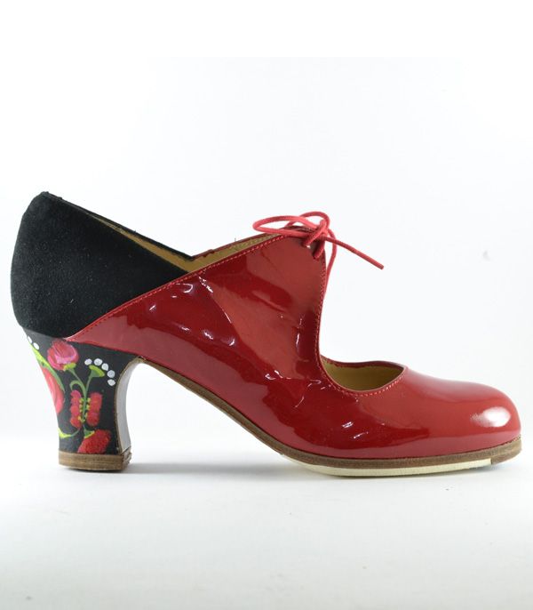 Zapatos de flamenco Arty negro-rojo Carrete 6cm Casilda Rojo y negro