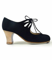 Zapatos de flamenco Cordonera Calado Negro Carrete 6cm Madera 34