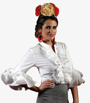 Camisa Blusa flamenca con volantes Tablao Beige