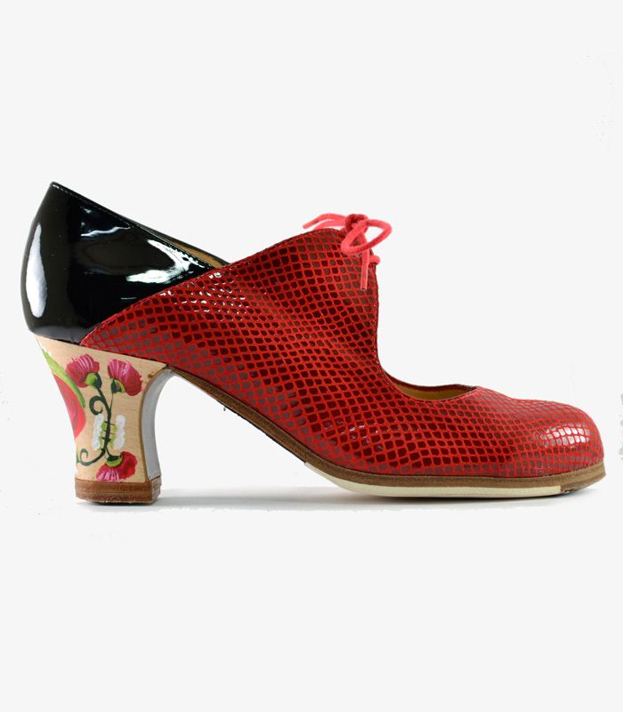 Zapatos de flamenco Arty negro-rojo Carrete 6cm Casilda Rojo