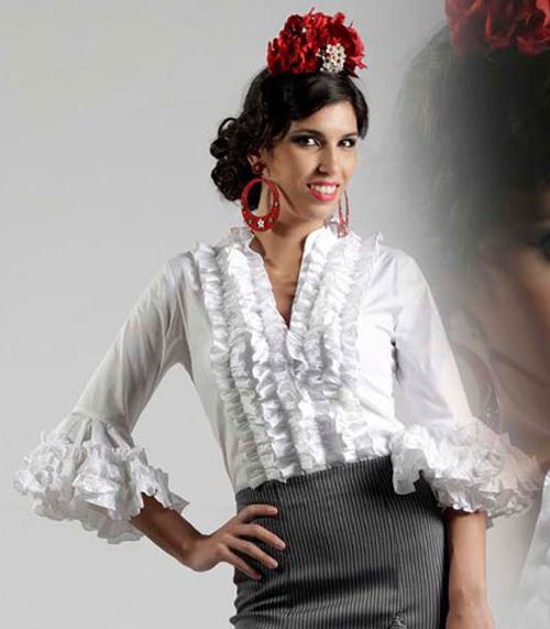 Camisa Blusa flamenca Nadir 50 Blanco