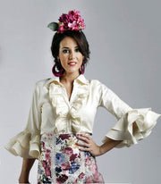 Camisa Blusa flamenca Aida Beige