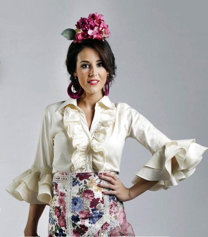 Camisa Blusa flamenca Aida Beige