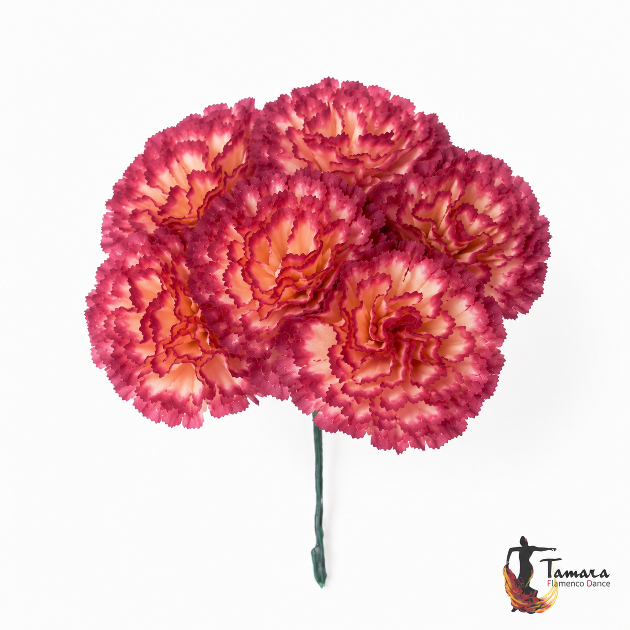 Ramillete 8 claveles Flamenca Burdeos