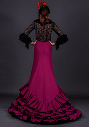 Bata de cola - Profesional 7 volantes Negro