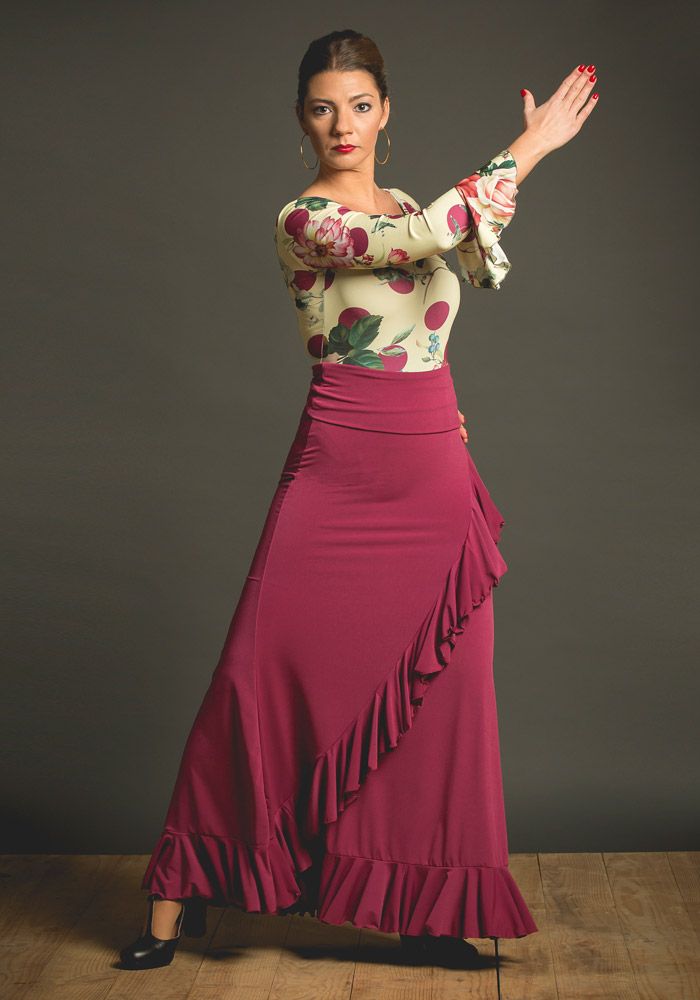 Falda flamenco Valeria - Punto elástico Frambuesa oscuro