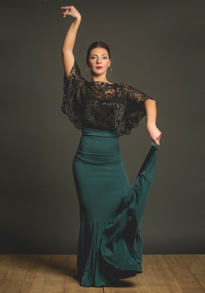 Falda flamenco Oliva - Punto elástico Verde Botella